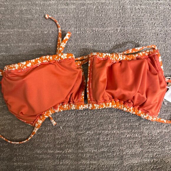 Billabong Orange Floral Made For Daze Alina Bralette Bikini Top Large NWT - Picture 5 of 10